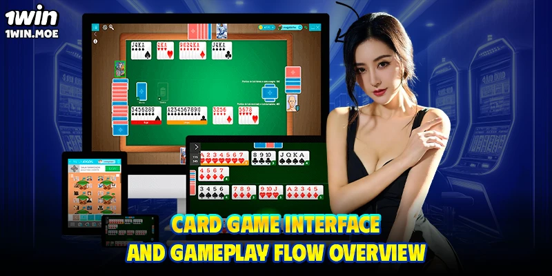 Card game interface and gameplay flow overview