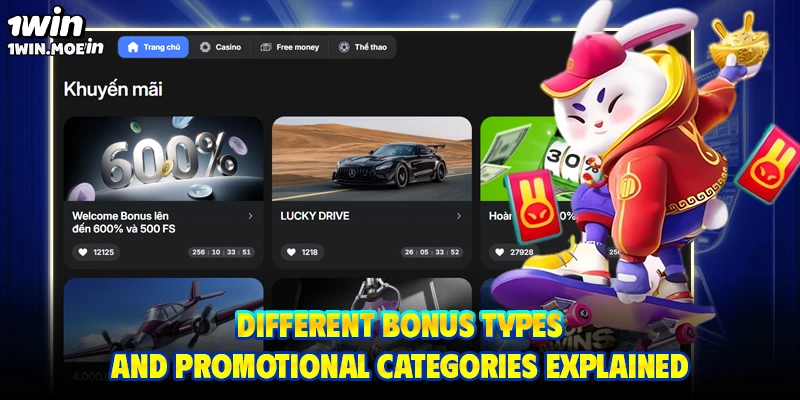 Different bonus types and promotional categories explained