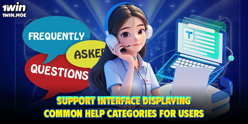 Support interface displaying common help categories for users
